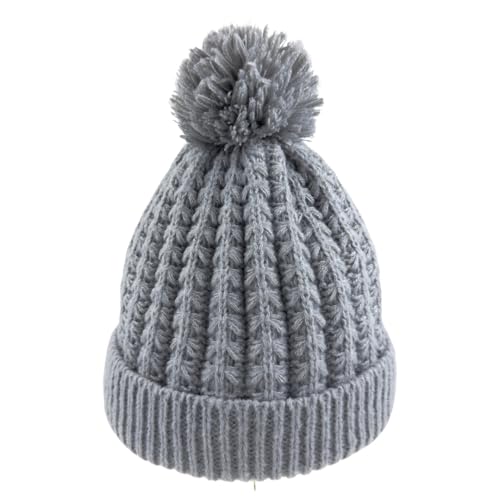 Humble Hilo Knit Hats Beanies for Women Winter Pom Beanie Men or Women Beanies Cable Knit Beanie - color: Grey Pom Pom