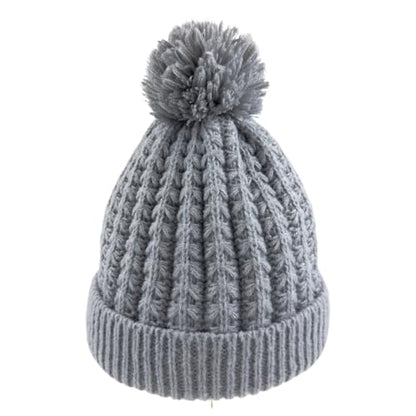 Humble Hilo Knit Hats Beanies for Women Winter Pom Beanie Men or Women Beanies Cable Knit Beanie - color: Grey Pom Pom