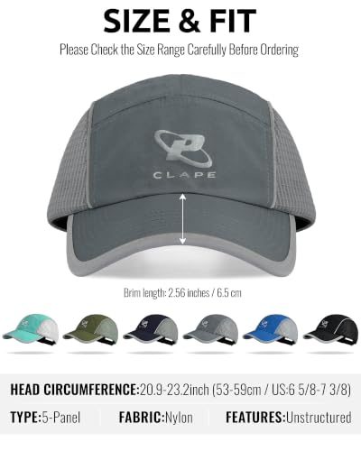 Croogo 5 Panel Running Hat Quick-Drying Lightweight Mesh Baseball Cap - color: Gray