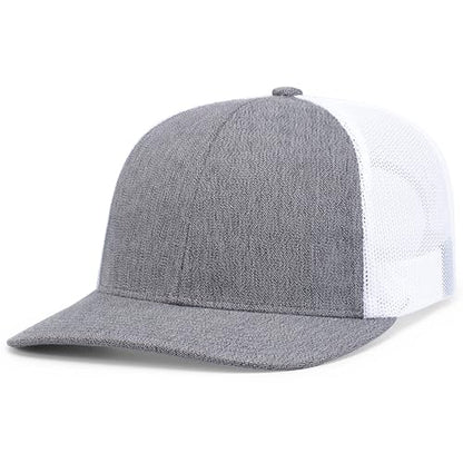 Pacific Headwear Melange Heather Low-Profile Trucker - color: Grey Heather/White/Grey Heather