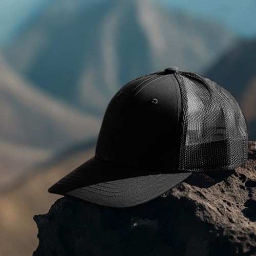 Falari 12 Pack Bulk Wholesale Mesh Trucker Hats 5 Panel and 6 Panel Baseball Caps for Men and Women - color: 6 Panel - Black