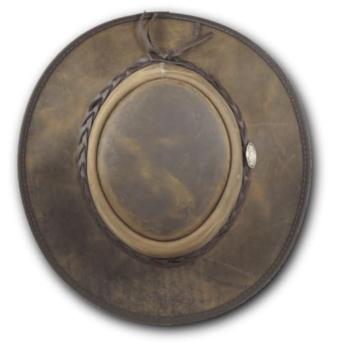 Foldaway Drover Hat in Rustic Cattle Leather by Barmah - color: Rustic, size: X-Large