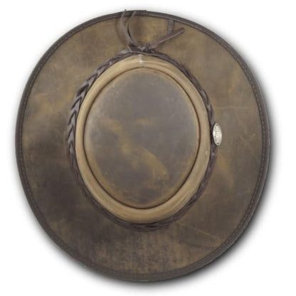 Foldaway Drover Hat in Rustic Cattle Leather by Barmah - color: Rustic, size: Small