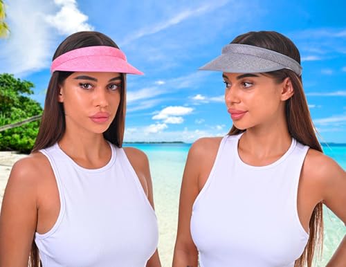 3 Pieces Clip On Visors Women Men Visor Outdoor Sports Golf Hat - color: Pink, Beige, Gray