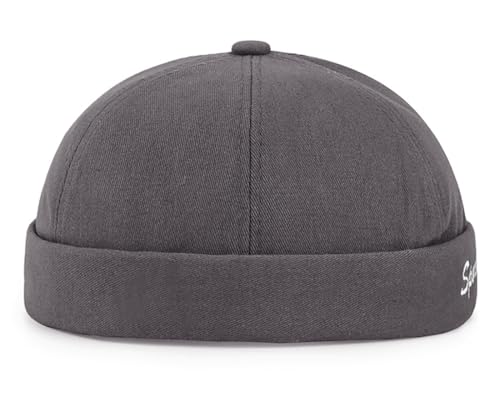 DIYDECAL Retro Brimless Skullcap Hat Docker Cap,Sailor Worker Hat Beanie Hat for Mens - color: Grey