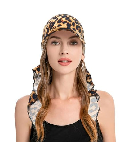 ZLYC Chemo Headwear for Women Brim Visor Head Scarf Pre Tied Headwraps Lightweight Skull Cap - color: Leopard Brown