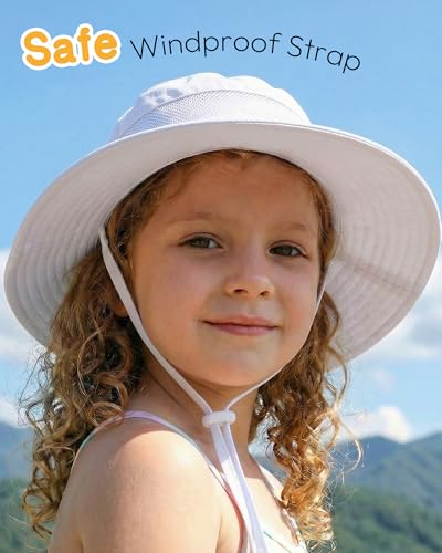 HONGTEYA Baby Toddler Sun Hat, Summer Mesh Bucket Beach Hat for Boys Girls - color: White+purple, size: 2-8 Years