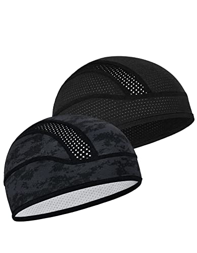 MELASA Cooling Skull Cap Breathable Mesh Sweat Control Helmet Liner for Men - color: Black & Digital Camo