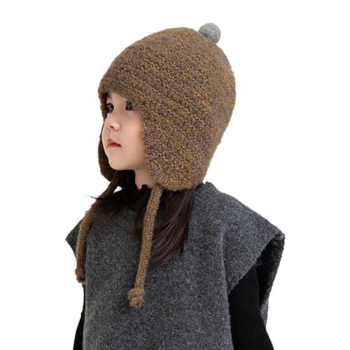 PENINSULA LOVE Toddler Kids Peruvian Beanie Hat Winter Earflap Knitted Beanie Slouchy Ski Snow Hat for Boys Girls 2-6 Years - color: Ginger