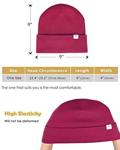 YANIBEST Satin Lined Beanie for Women, Reduce Frizz Winter Hats - color: Ad-hot Pink
