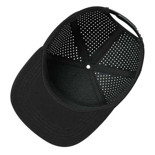 FEINION Men Laser Mesh Flat Brim Snapback Baseball Cap - color: Black