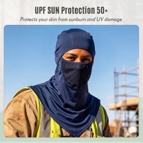 Face Balaclava Neck Cover Cooling Ice Silk Ski Mask - color: Navy Blue