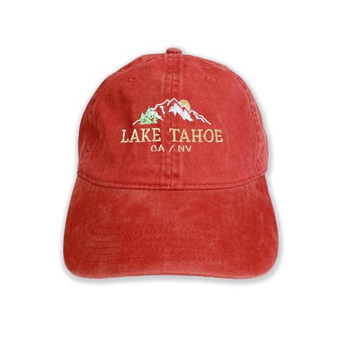 USmania Lake Tahoe Embroidered Cap hat Baseball hat Nature hat Mountain hat Camping hat Hiking hat - color: Red