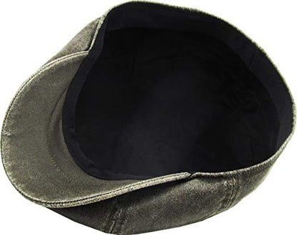 KBETHOS Leather Ascot Made in USA Ivy Collection Classic Newsboy Caps - color: (E) Pu Leather - Olive, size: Small-Medium