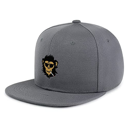 Smoking Monkey Hip-Hop Snapback Hat Embroidered Baseball Cap Wild Animal Funny - color: 03. Dark Grey