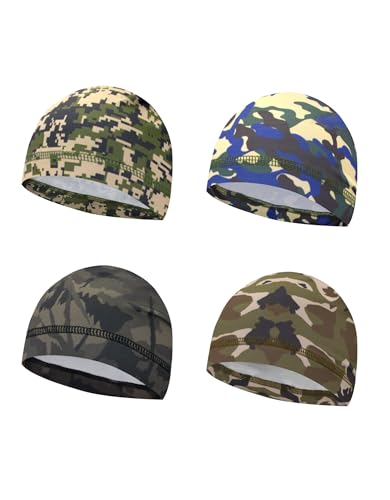 Sweat Wicking Skull Caps Cooling Helmet Liner Hat Running Beanie Cycling Skullcap Sleeping Cap for Men Women - color: Camo Sets