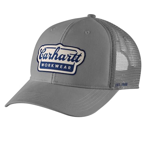 Carhartt Men's Rugged Flex Twill Mesh-Back Script Patch Cap - color: Steel
