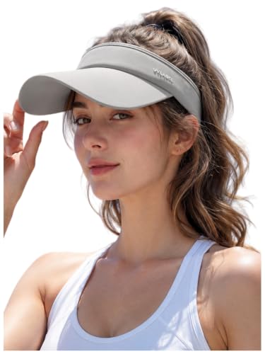 UPF 50+ Wide Brim Sport Sun Visor Hat for Women - color: Gray