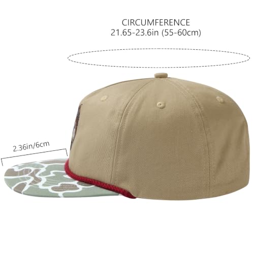 BASSDASH Embroidered Soft Top Flat Brim Duck Hat Snapback Cap for Hunting, Fishing, and Outdoor Activities - color: Color Block Camo/Trout