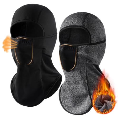 Ski Mask Balalclava Windproof Face Mask Warm Fleece Neck Cover for Cold Weather Helmet Hood for Men & Women - color: A05-2pcs(black+gray)