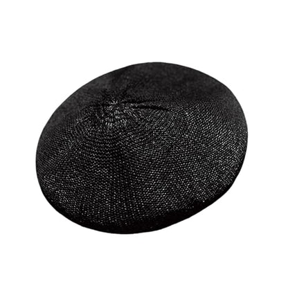 Women Lightweight Beret Floral Hollow Out Hat Breathable French Beret Beanie Hat Cap for Spring Summer - color: Black 6#