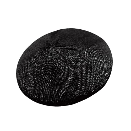 Women Lightweight Beret Floral Hollow Out Hat Breathable French Beret Beanie Hat Cap for Spring Summer - color: Black 6#