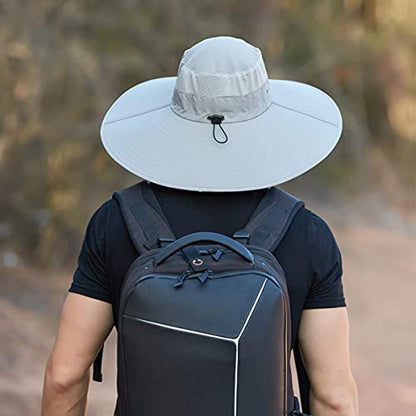 Leotruny Super Wide Brim Bucket Hat UPF50+ Waterproof Sun Hat for Fishing - color: C01-light Grey
