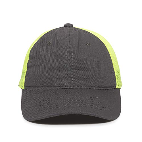 Outdoor Cap Garment Washed Meshback Cap - color: Charcoal/Neon Yellow