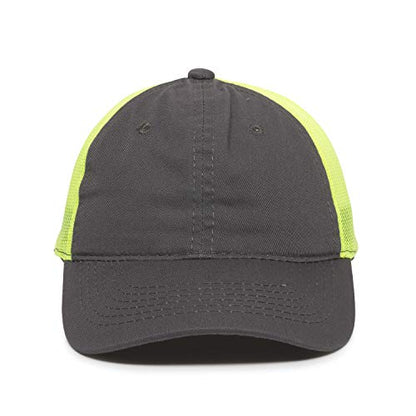Outdoor Cap Garment Washed Meshback Cap - color: Charcoal/Neon Yellow