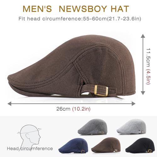Men's Cotton Newsboy Hats Flat Ivy Gatsby Cap Irish Cabbie Ivy Driving Hunting Hat - color: Coffee