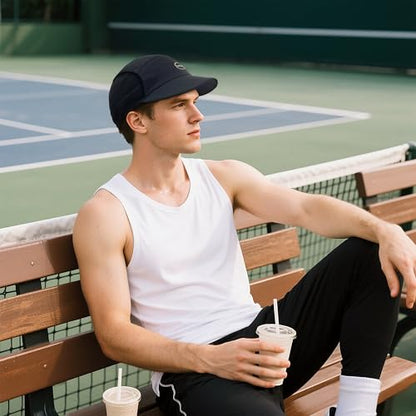 Croogo Mesh 5 Panel Hat Quick Drying Running Baseball Cap for Outdoor - color: Black