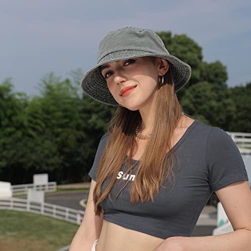 Washed Cotton Bucket Hats Packable Summer Beach Cap for Men Women - color: Ce-bh-green-red-orange