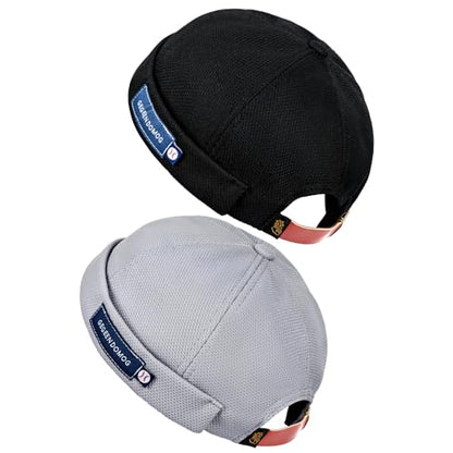 jerague Beanie Hat for Men Women Brimless Cuffed Hat Skullcap Watch Cap Adjustable - color: B1-grey/Black