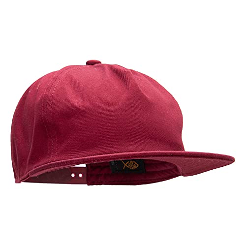 Nissi 5 Panel Cotton High Profile Flat Bill Unstructured Cap - color: Burgundy