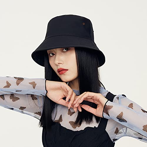 Unisex Bucket Hat Summer UPF 50+ Sun Protection Outdoor Beach Fishing Travel Hiking Hat - color: Black