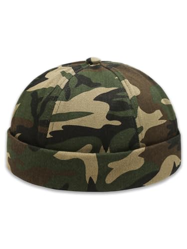 Dome Brimless Docker Cap Sailor Beanie Cap Visorless Hat for Men & Women - color: Camo