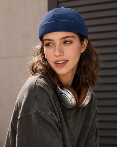 CLAPE Lightweight Breathable Brimless Cap Street Casual Versatile Summer Quick Dry Docker Cap No Brim Sailor Cap Leon Cap - color: Dcx2601-blue