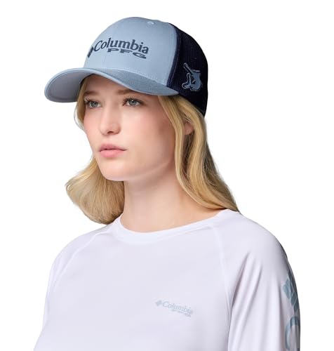 Columbia Unisex PFG Logo Mesh Ball Cap - color: Dockside Blue/Nocturnal/Marlin, size: Large-X-Large