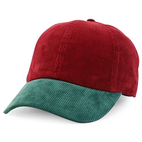 Trendy Apparel Shop Cotton Corduroy Unstructured Baseball Cap Dad Hat - color: Burgundy Green