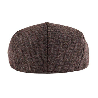 VOBOOM Men's Herringbone Flat Ivy Newsboy Hat Wool Blend Gatsby Cabbie Cap - color: Coffee, size: 7 5/8