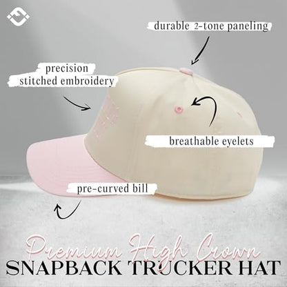 Funky Junque Adult Trucker Snapback Hat 2-Tone Baseball Cap - color: Expensive & Difficult - Rose/Beige