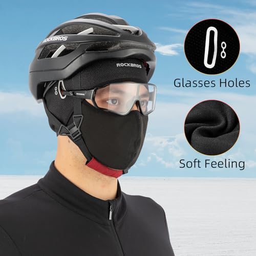 ROCKBROS Helmet Liner, Thermal Fleece Skull Cap with Glasses Holes