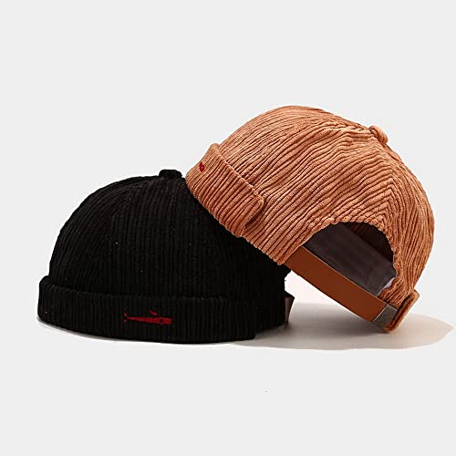 Stylish Corduroy No Brim Harbour Skull Cap with Strap - color: 60-blue