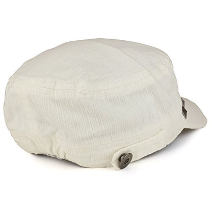 Distressed Flat Top Metallic Studded Frayed Cadet Style Army Cap
