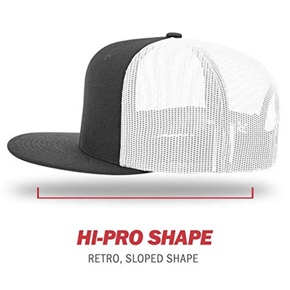 Richardson Unisex 511 Flatbill Trucker Adjustable Snapback Baseball Cap - color: Black/White