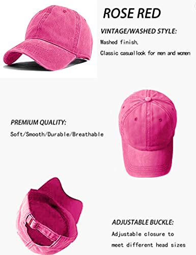 Mommy Jennie Unisex Vintage Washed Distressed Baseball-Cap Twill Adjustable Dad-Hat - color: A30-rose Red