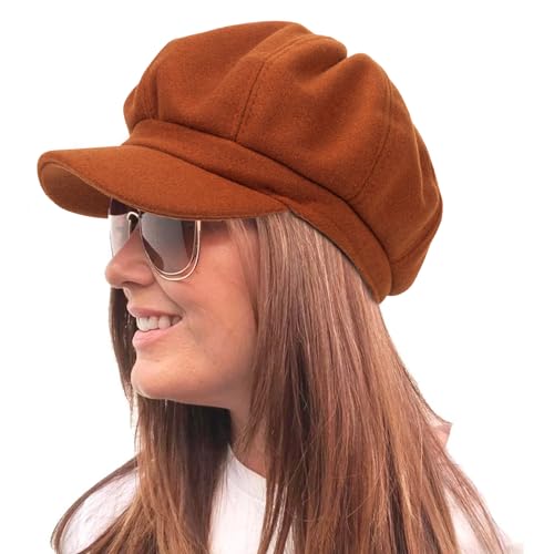 Women Fashion-Newsboy-Cap Baker-Boy-Hat Fall Winter Beret Hats for Ladies - color: Brown12
