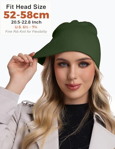 ROYBENS 100% Cotton No Cuff Beanie Hat Men Women, Fisherman Skull Cap - color: Dark Green