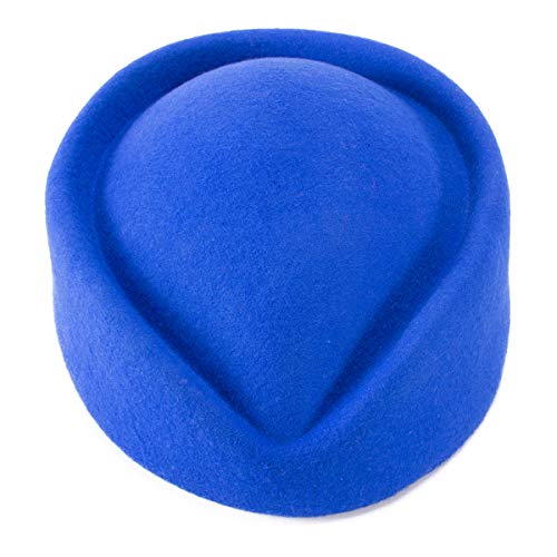 Lawliet Wool Stewardess Air Hostesses Pillbox Hat Millinery Teardrop Fascinator Base A040 - color: Blue