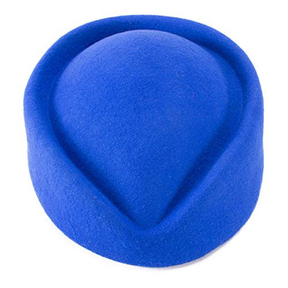 Lawliet Wool Stewardess Air Hostesses Pillbox Hat Millinery Teardrop Fascinator Base A040 - color: Blue